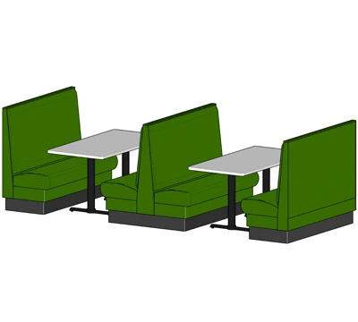 Plain Back Single And Double Upholstered Booths Drawing