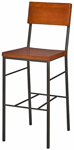 Plank Back Steel Bar Stool