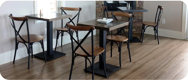 Plate Steel Restaurant Table Base Installation Small Squares