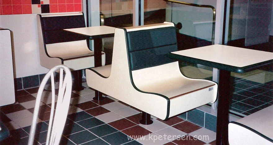 Upholstered Two Seat Restaurant Booths Curved Laminated Plastic Seats with Laminated Plastic End Panels Installation
