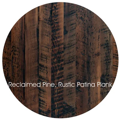 Reclaimed Pine, Rustic Patina Plank Round Restaurant Table