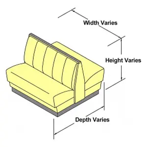 Dimensions will vary by upholstered booth style elevation drawing
