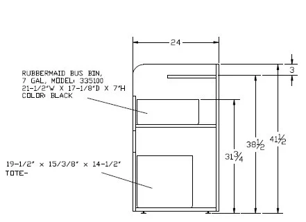 Coffee Shop Bussing Station Cabinet Drawing