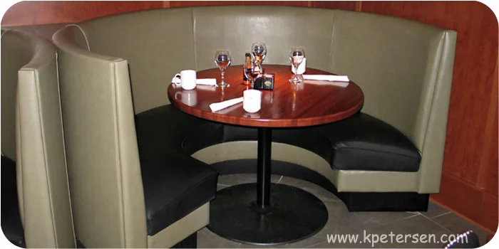 Budget Style Steel and Cast Iron Round Restaurant Table Base At Circle Booth