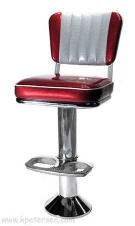 Soda Fountain Counter Stool Equipped With A Cast Aluminum Footrest Front Facing Counter View
