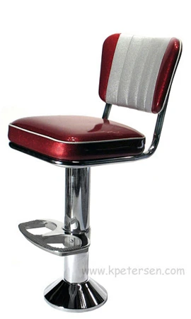 Soda Fountain Counter Stool Equipped With A Cast Aluminum Footrest Side View