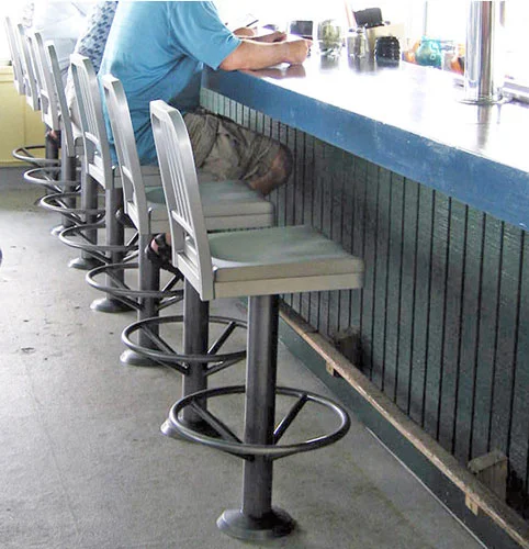 Decodina Aluminum Soda Fountain Bolt Down Counter Stool Installation