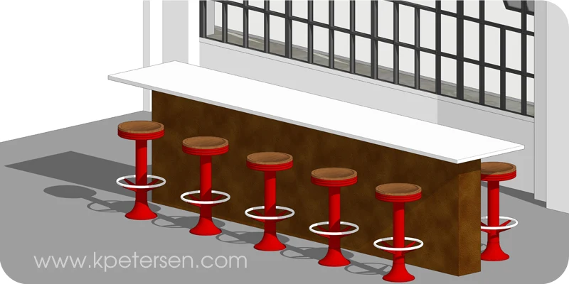 2023RSI Soda Fountain Bolt Down Counter Stool Installation Drawing
