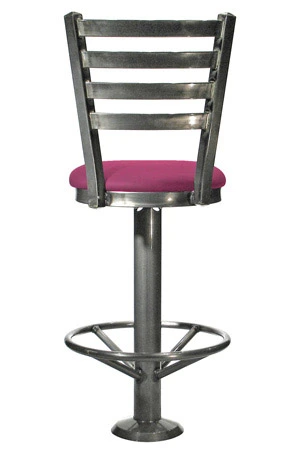 Trapezoid Ladderback Bolt Down Counter Stool Upholstered Seat Rear View