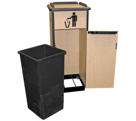 Space Saver Waste Receptacle Cabinet - Door Open With Liner