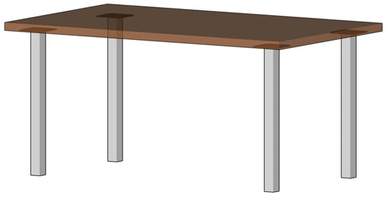 Stainless Steel Table Legs 2 Inch Square with Transparent Wood Table Top