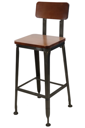 Steel Bar Stool Vintage Industrial Style 3 Quarter View