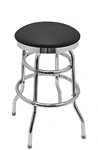 Studio Upholstered Button Top Chrome Bar Stool Black