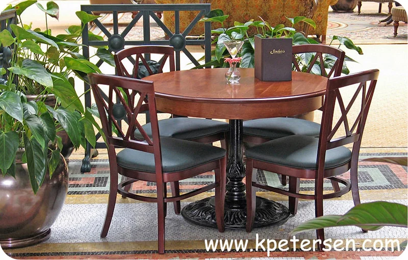 Antique Reproduction Large Round Ornate Cast Iron Table Base Installation Detail
