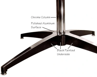 Chrome and Polished Aluminum Slip Together Table Base Bottom Detail