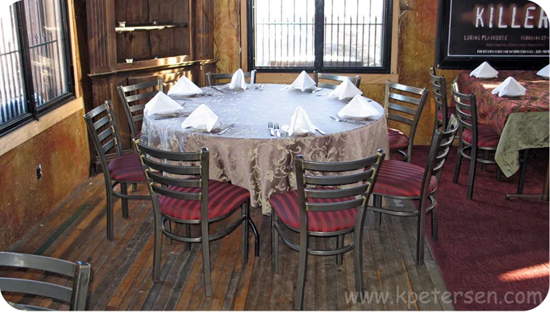 Trapezoid Steel Restaurant Chair with Upholstered Seat Installation