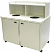 Restaurant Solid Surface, Round Opening, Tray Return Shelf, Top Drop Disposal Waste Receptacle