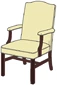 Upholstered High Back Guest Armchair With Brass Trim Nails