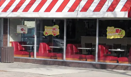 Upholstered Restaurant Booth Outside View