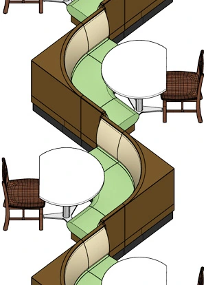Upholstered Restaurant Booths Installation Drawing