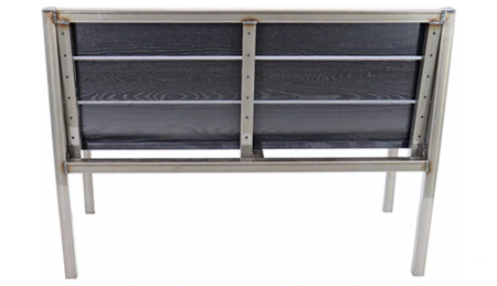 Urban Industrial Steel Frame With Heavy Wood Slat Seats Restaurant Booth Rear View