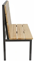 Urban Industrial Steel Frame With Heavy Wood Slat Seats Restaurant Booth Side View
