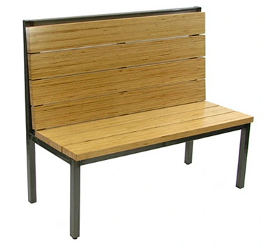 Urban Industrial Steel Frame With Heavy Wood Slat Seats Restaurant Booths 42 inches high