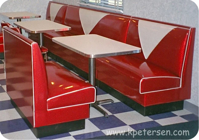 Upholstered Retro V Back Three Quarter Restaurant Booths And Bench Seats