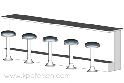 2023 RSI Soda Fountain Counter Stool Spacing ISO View