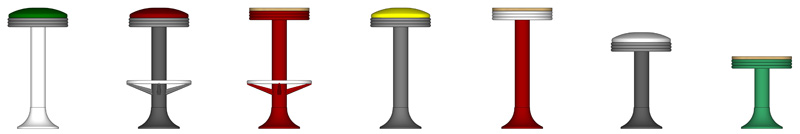 2023RSI Soda Fountain Bolt Down Counter Stools Base And Seat Frame Color Combinations