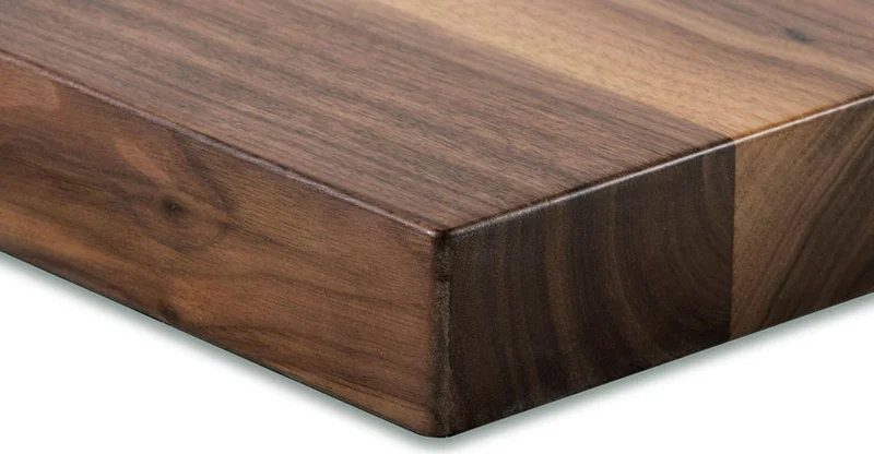 Solid Mixed Plank Walnut Restaurant Table Corner Detail