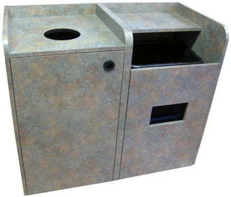 Coffee Shop Waste Receptacle Bussing Station Combination Front View