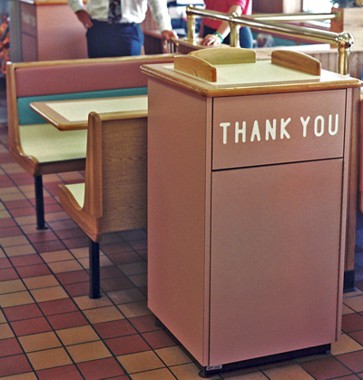 Restaurant Waste Receptacle with Oak Trim