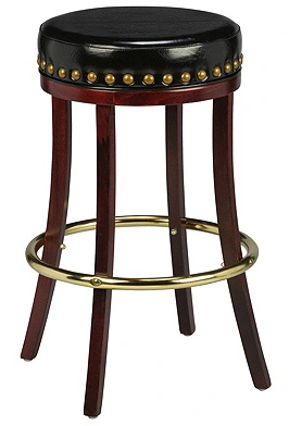 Backless Wood Club Stool with Large Nail Trim