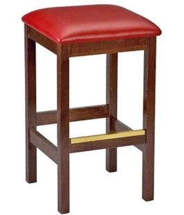 Backless Square Upholstered Seat Wood Bar Stool