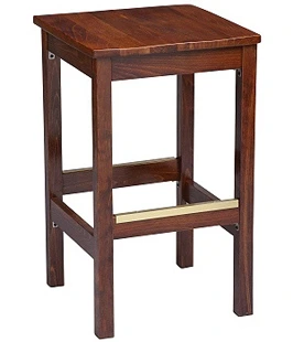 Backless Square Wood Seat Wood Bar Stool