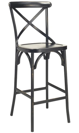 Economy Steel X Back, Steel Seat Barstool Antique Black