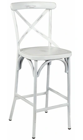 Economy Steel X Back, Steel Seat Barstool Antique White